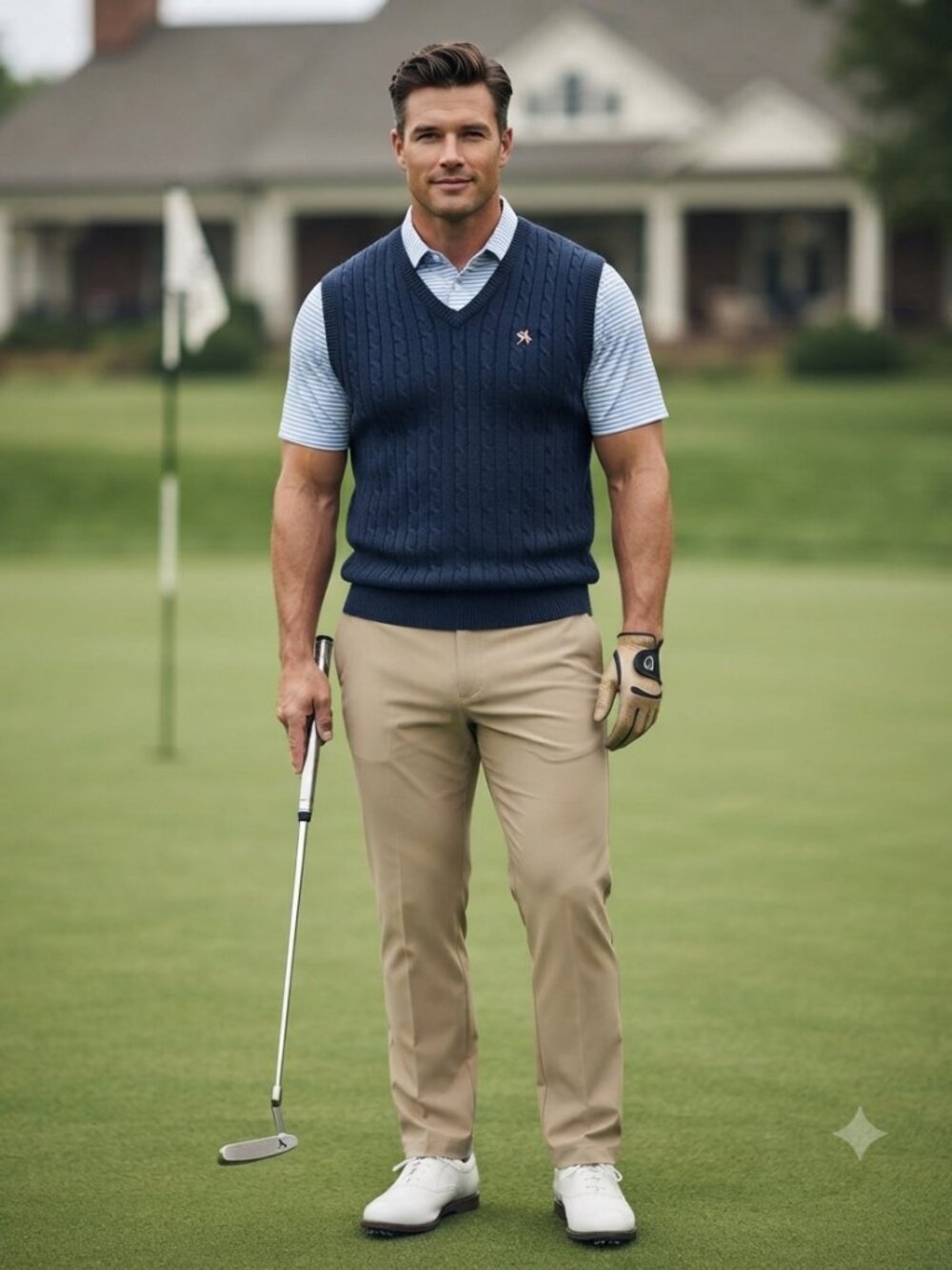 Arnold Palmer Men's Blue Knit Sweater Vest Sleeveless Golf Pullover Casual Large